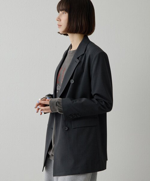 Whim Gazette(ウィムガゼット)の「<WEB限定&一部店舗>ストレッチジャケット(テーラードジャケット・レディース・チャコールグレー・FREE)」の4枚目の写真