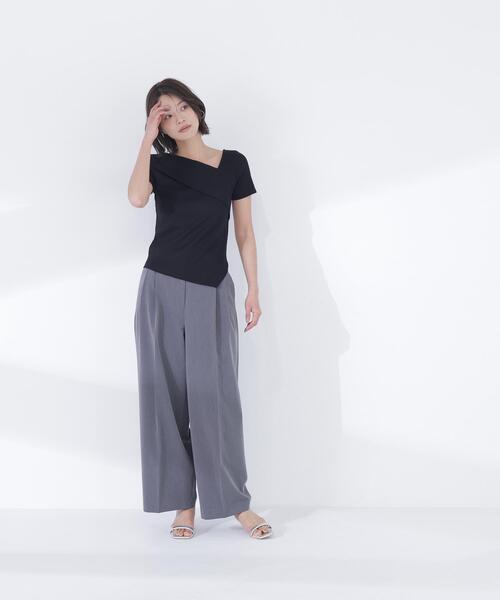 NATURAL BEAUTY BASIC（ナチュラルビューティーベーシック）の「◇アシメネックリブカットソー（Tシャツ/カットソー・レディース・ブラック/グレー/イエロー・FREE）」の20枚目の写真