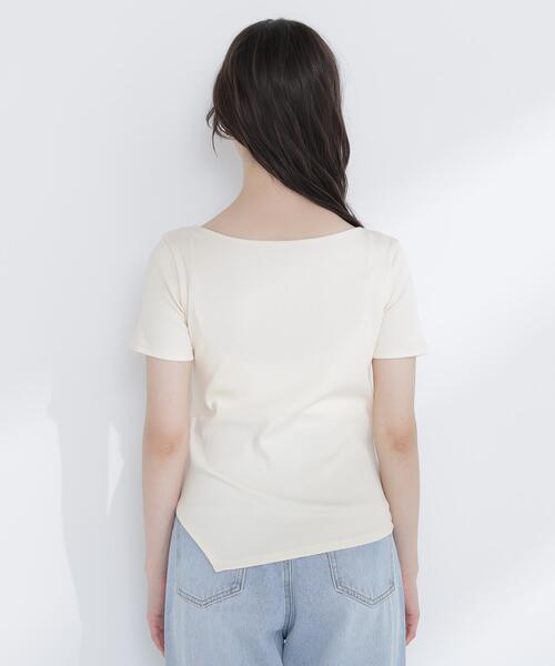 NATURAL BEAUTY BASIC（ナチュラルビューティーベーシック）の「◇アシメネックリブカットソー（Tシャツ/カットソー・レディース・ブラック/グレー/イエロー・FREE）」の8枚目の写真