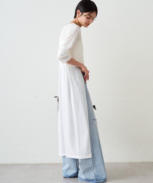 LOUNGEDRESS(ラウンジドレス)の「≪新色キャメル登場/重ね着映え≫シアーハイスリットワンピース(ワンピース・レディース・ブラック/オフホワイト/キャメル・FREE)」の8枚目の写真