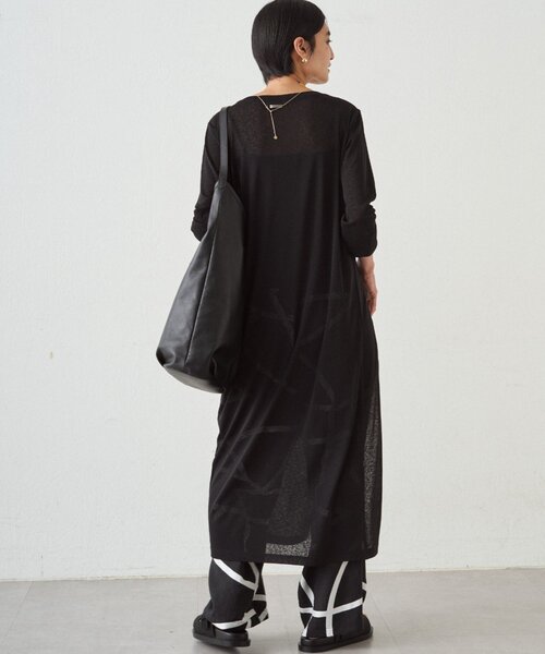 LOUNGEDRESS(ラウンジドレス)の「≪新色キャメル登場/重ね着映え≫シアーハイスリットワンピース(ワンピース・レディース・ブラック/オフホワイト/キャメル・FREE)」の21枚目の写真
