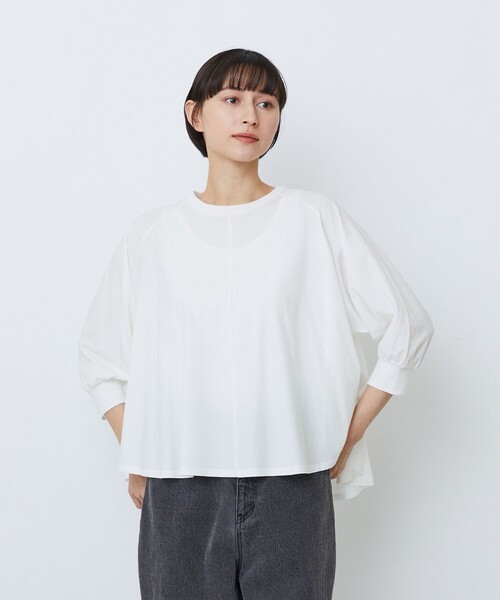 LOISIR(ロワズィール)の「コットン強撚天竺Aラインプルオーバー(Tシャツ/カットソー・レディース・オフホワイト/ライトグレー/ブラック・FREE)」の3枚目の写真