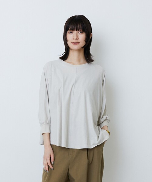 LOISIR(ロワズィール)の「コットン強撚天竺Aラインプルオーバー(Tシャツ/カットソー・レディース・オフホワイト/ライトグレー/ブラック・FREE)」の2枚目の写真