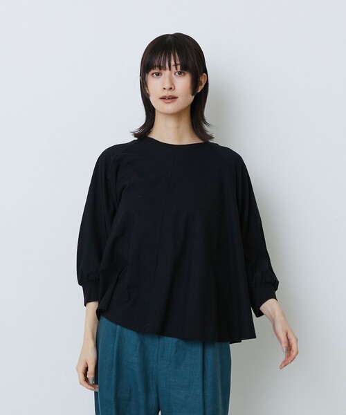 LOISIR(ロワズィール)の「コットン強撚天竺Aラインプルオーバー(Tシャツ/カットソー・レディース・オフホワイト/ライトグレー/ブラック・FREE)」の1枚目の写真