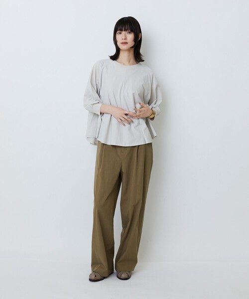 LOISIR(ロワズィール)の「コットン強撚天竺Aラインプルオーバー(Tシャツ/カットソー・レディース・オフホワイト/ライトグレー/ブラック・FREE)」の4枚目の写真