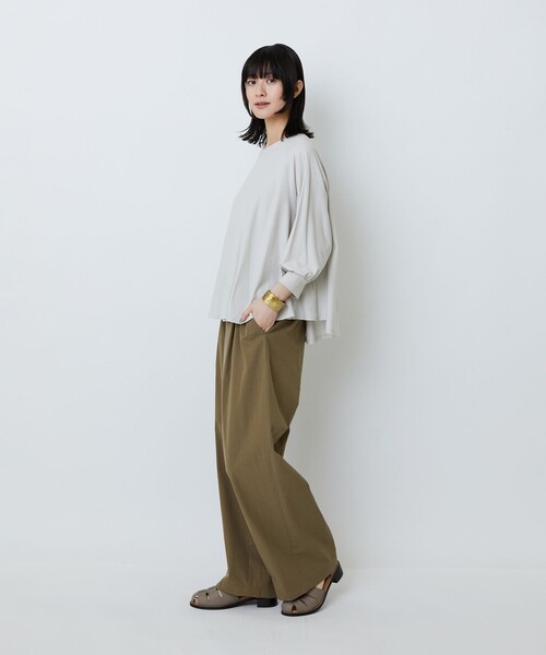 LOISIR(ロワズィール)の「コットン強撚天竺Aラインプルオーバー(Tシャツ/カットソー・レディース・オフホワイト/ライトグレー/ブラック・FREE)」の5枚目の写真