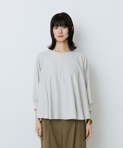 LOISIR(ロワズィール)の「コットン強撚天竺Aラインプルオーバー(Tシャツ/カットソー・レディース・オフホワイト/ライトグレー/ブラック・FREE)」の7枚目の写真