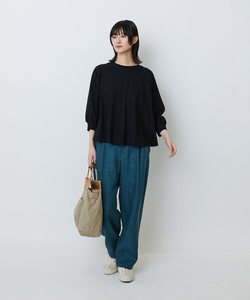 LOISIR(ロワズィール)の「コットン強撚天竺Aラインプルオーバー(Tシャツ/カットソー・レディース・オフホワイト/ライトグレー/ブラック・FREE)」の10枚目の写真