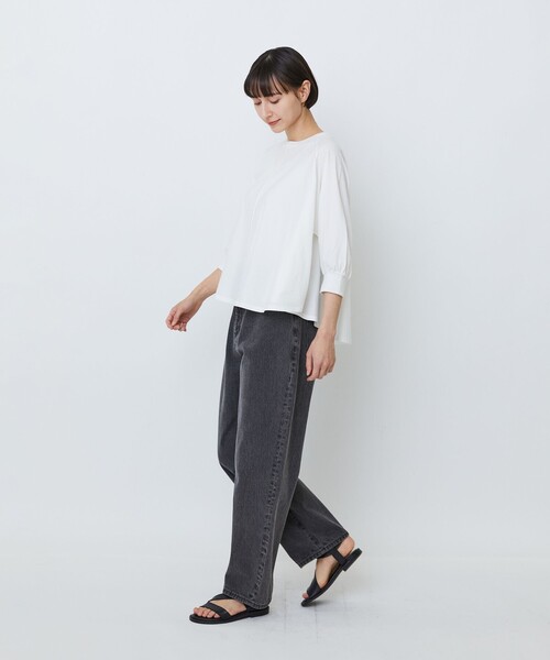 LOISIR(ロワズィール)の「コットン強撚天竺Aラインプルオーバー(Tシャツ/カットソー・レディース・オフホワイト/ライトグレー/ブラック・FREE)」の17枚目の写真