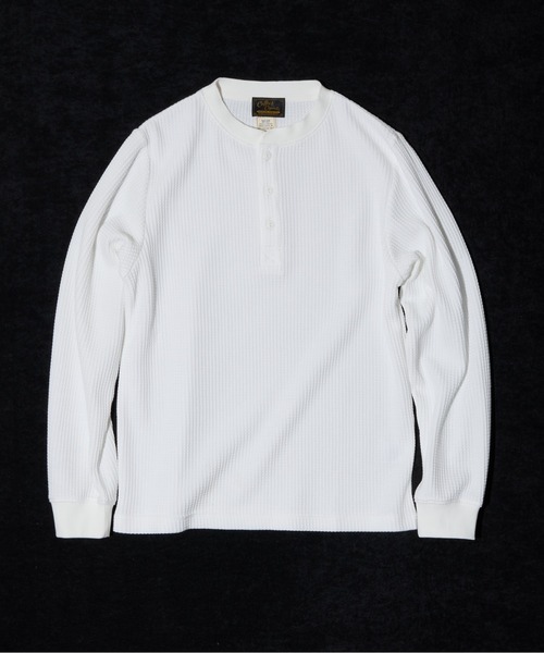Coffee & Cigarettes（コーヒーアンドシガレッツ）の「2D53 HERITAGE WAFFLE ヘンリーネック ワッフルロングスリーブTEE（Tシャツ/カットソー・メンズ・ホワイト/ブラック・M）」の3枚目の写真