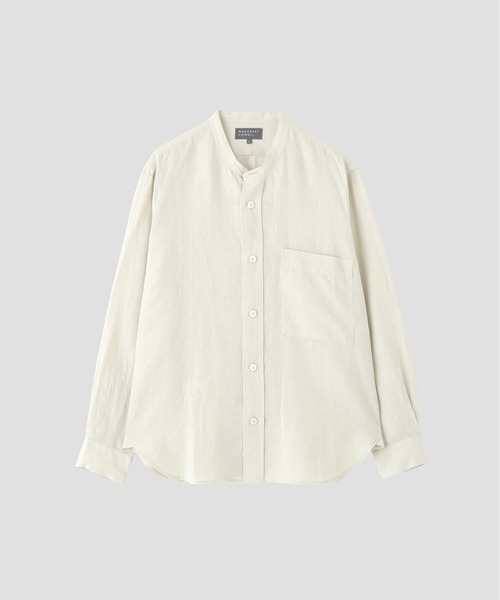 MARGARET HOWELL（マーガレットハウエル）の「SHIRTING LINEN（シャツ/ブラウス・メンズ・オフホワイト/ピンク・SMALL/MEDIUM/LARGE/X-LARGE）」の4枚目の写真