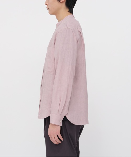 マーガレットハウエル 24SS シャツ ブラウス 半袖 麻 1 ピンク マーガレット・ハウエル MARGARET HOWELL SHIRTING LINEN （PINK