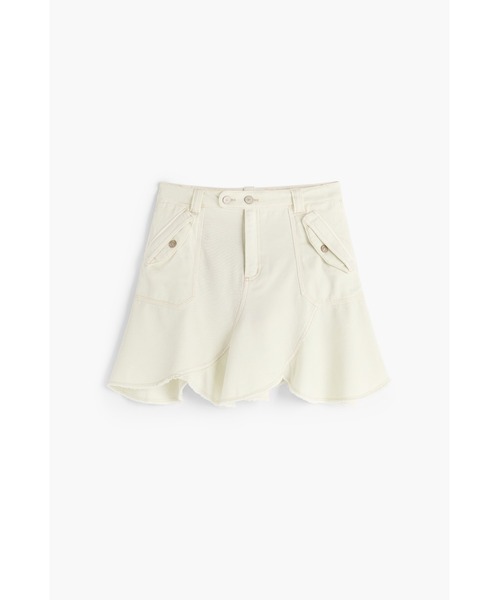 Desigual(デシグアル)の「ホワイトウェーブフリル裾ミッドライズショートスカート(スカート・レディース・ホワイト・S/XL/XS/M)」の1枚目の写真