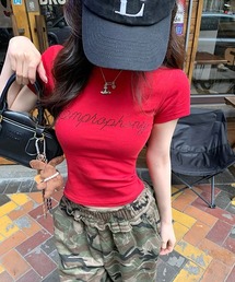 ラインストーンロゴTシャツ