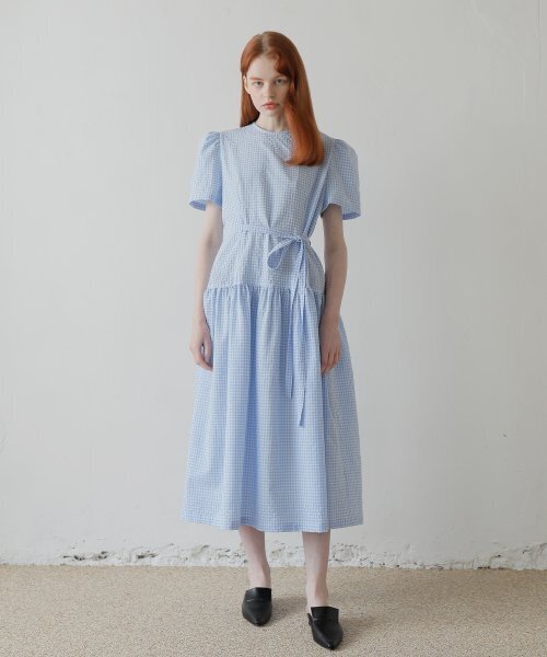 PAUL&ALICE(ポール&アリス)の「CHECK LONG DRESS /BLUE(ワンピース・レディース・スカイブルー・FREE)」の3枚目の写真