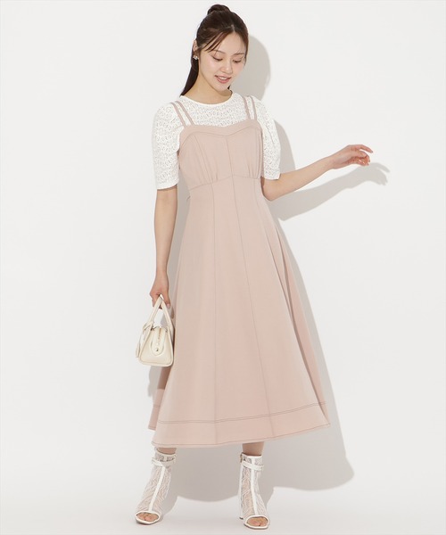 WILLSELECTION(ウィルセレクション)の「ステッチデザインフレアキャミワンピース(ワンピース・レディース・ピンク/ベージュ/ネイビー/ブラック・FREE)」の4枚目の写真