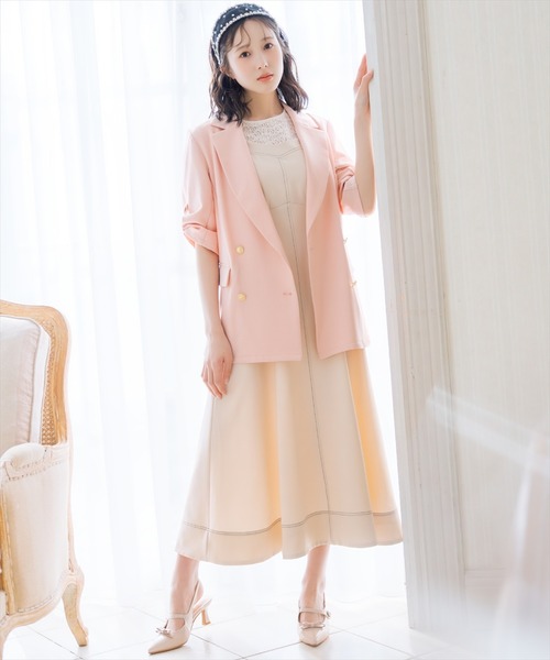 WILLSELECTION(ウィルセレクション)の「ステッチデザインフレアキャミワンピース(ワンピース・レディース・ピンク/ベージュ/ネイビー/ブラック・FREE)」の7枚目の写真