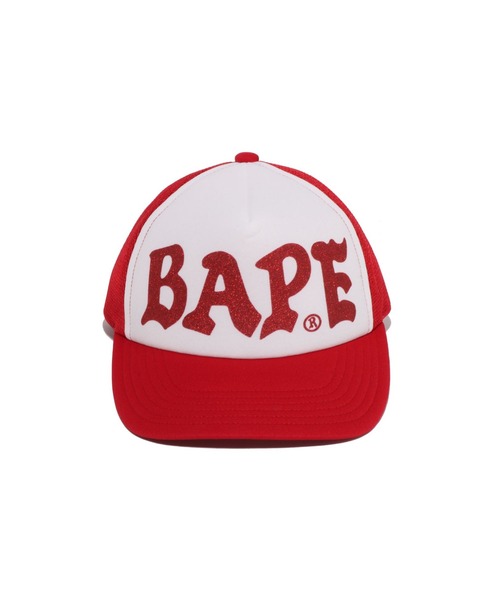 A BATHING APE（アベイシングエイプ）の「BAPE GLITTER PRINT MESH CAP（キャップ・メンズ・ブラック/レッド/ネイビー・FREE）」の6枚目の写真