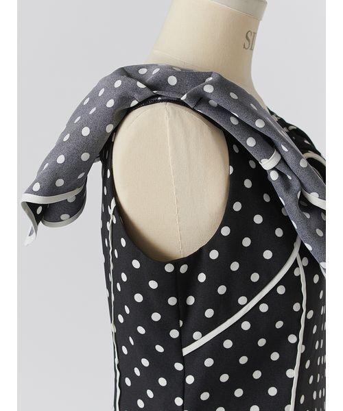 SNIDEL（スナイデル）の「【WEB限定00サイズあり】ラッフルカラープリントワンピース（ワンピース・レディース・ブラック/アイボリー/ネイビー・1/0/00）」の9枚目の写真