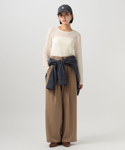 BAYFLOW(ベイフロー)の「シアーカットロングスリーブプルオーバー(Tシャツ/カットソー・レディース・オフホワイト/ブラック/ライトブルー/イエロー/ラベンダー/ネイビー・FREE)」の7枚目の写真