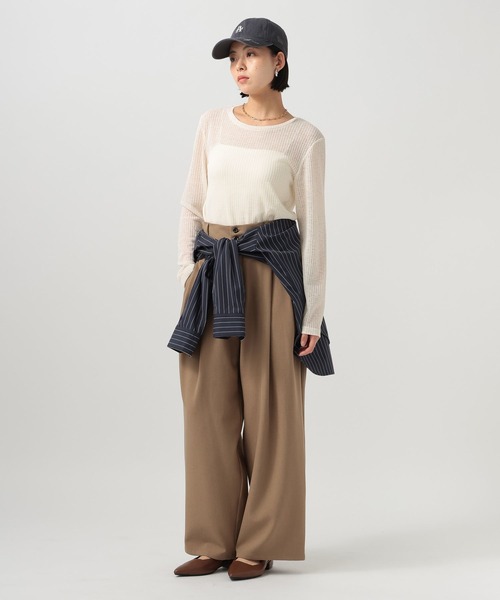 BAYFLOW(ベイフロー)の「シアーカットロングスリーブプルオーバー(Tシャツ/カットソー・レディース・オフホワイト/ブラック/ライトブルー/イエロー/ラベンダー/ネイビー・FREE)」の8枚目の写真