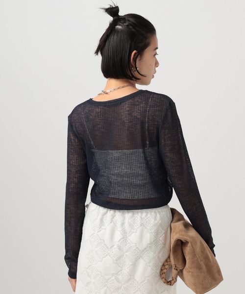 BAYFLOW(ベイフロー)の「シアーカットロングスリーブプルオーバー(Tシャツ/カットソー・レディース・オフホワイト/ブラック/ライトブルー/イエロー/ラベンダー/ネイビー・FREE)」の14枚目の写真