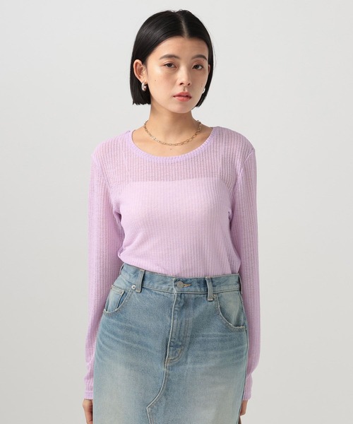 BAYFLOW(ベイフロー)の「シアーカットロングスリーブプルオーバー(Tシャツ/カットソー・レディース・オフホワイト/ブラック/ライトブルー/イエロー/ラベンダー/ネイビー・FREE)」の16枚目の写真