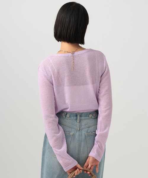 BAYFLOW(ベイフロー)の「シアーカットロングスリーブプルオーバー(Tシャツ/カットソー・レディース・オフホワイト/ブラック/ライトブルー/イエロー/ラベンダー/ネイビー・FREE)」の18枚目の写真