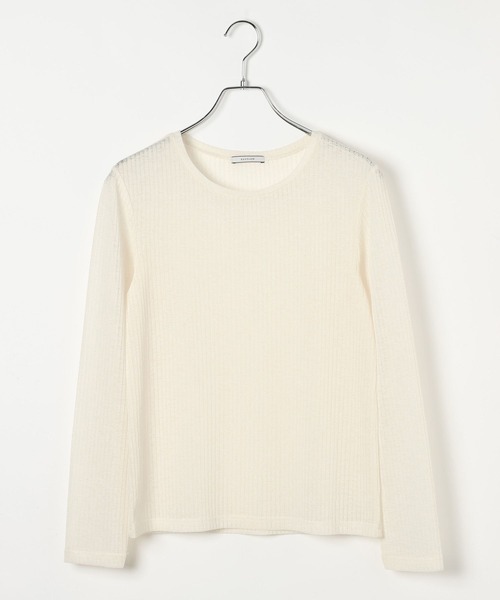 BAYFLOW(ベイフロー)の「シアーカットロングスリーブプルオーバー(Tシャツ/カットソー・レディース・オフホワイト/ブラック/ライトブルー/イエロー/ラベンダー/ネイビー・FREE)」の19枚目の写真