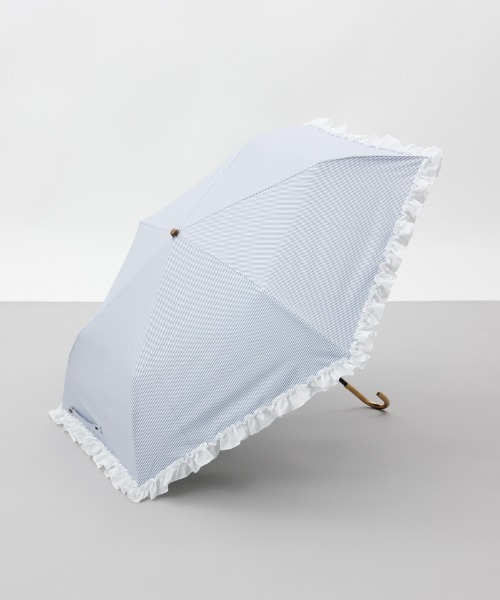 dazzlin（ダズリン）の「【dazzlin(ダズリン)】ストライプ・ドットフリル晴雨兼用傘（折りたたみ傘）（折りたたみ傘・レディース・ダークネイビー/ホワイト/サックスブルー/ペールイエロー/ライトピンク/ネイビー・FREE）」の3枚目の写真