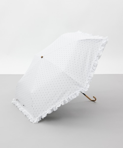 dazzlin（ダズリン）の「【dazzlin(ダズリン)】ストライプ・ドットフリル晴雨兼用傘（折りたたみ傘）（折りたたみ傘・レディース・ダークネイビー/ホワイト/サックスブルー/ペールイエロー/ライトピンク/ネイビー・FREE）」の2枚目の写真