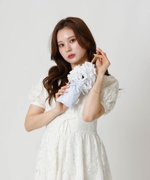 【dazzlin(ダズリン)】ストライプ・ドットフリル晴雨兼用傘（折りたたみ傘）