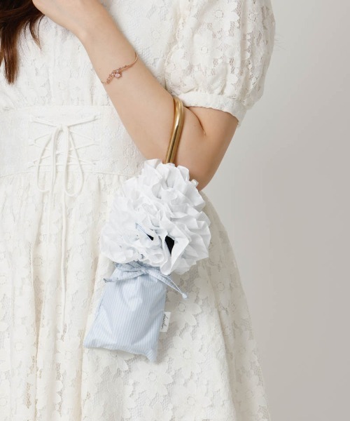 dazzlin（ダズリン）の「【dazzlin(ダズリン)】ストライプ・ドットフリル晴雨兼用傘（折りたたみ傘）（折りたたみ傘・レディース・ダークネイビー/ホワイト/サックスブルー/ペールイエロー/ライトピンク/ネイビー・FREE）」の14枚目の写真