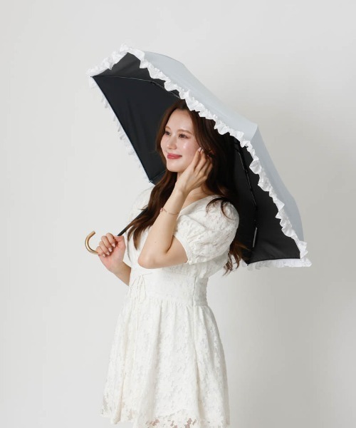 dazzlin（ダズリン）の「【dazzlin(ダズリン)】ストライプ・ドットフリル晴雨兼用傘（折りたたみ傘）（折りたたみ傘・レディース・ダークネイビー/ホワイト/サックスブルー/ペールイエロー/ライトピンク/ネイビー・FREE）」の13枚目の写真