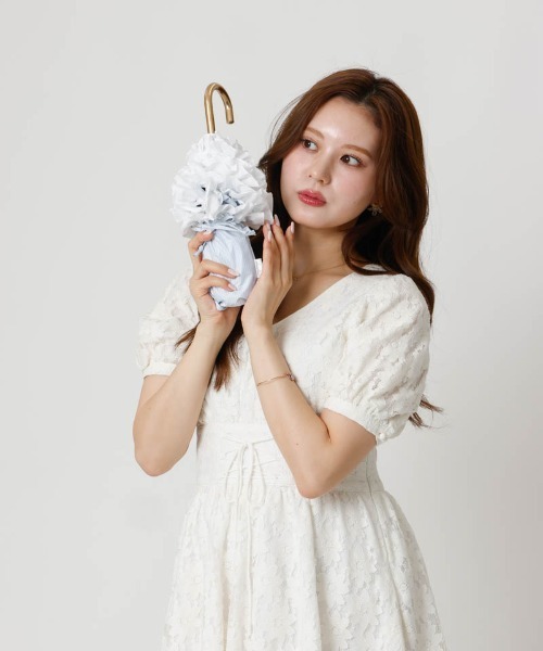 dazzlin（ダズリン）の「【dazzlin(ダズリン)】ストライプ・ドットフリル晴雨兼用傘（折りたたみ傘）（折りたたみ傘・レディース・ダークネイビー/ホワイト/サックスブルー/ペールイエロー/ライトピンク/ネイビー・FREE）」の17枚目の写真