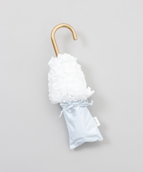 dazzlin（ダズリン）の「【dazzlin(ダズリン)】ストライプ・ドットフリル晴雨兼用傘（折りたたみ傘）（折りたたみ傘・レディース・ダークネイビー/ホワイト/サックスブルー/ペールイエロー/ライトピンク/ネイビー・FREE）」の8枚目の写真