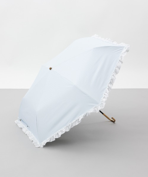 dazzlin（ダズリン）の「【dazzlin(ダズリン)】ストライプ・ドットフリル晴雨兼用傘（折りたたみ傘）（折りたたみ傘・レディース・ダークネイビー/ホワイト/サックスブルー/ペールイエロー/ライトピンク/ネイビー・FREE）」の9枚目の写真