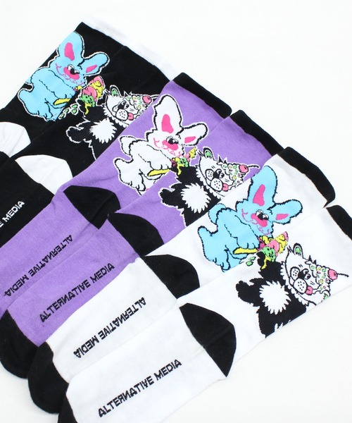 RNA（アールエヌエー）の「E5259 アイスキャラソックス（ソックス/靴下・レディース・ブラック/ホワイト/パープル・FREE）」の12枚目の写真