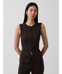 GAP | モダン ワイド リブ フロントボタン トップス(ベスト)