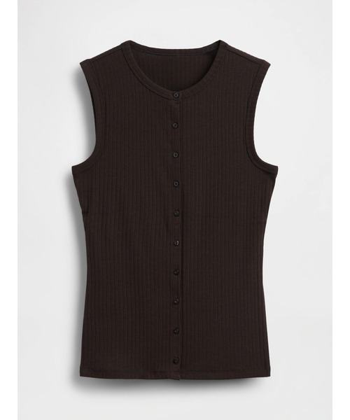 GAP（ギャップ）の「モダン ワイド リブ フロントボタン トップス（ベスト・レディース・ブラウン/ブラック・XS/S/M/L/XL/XXS）」の9枚目の写真