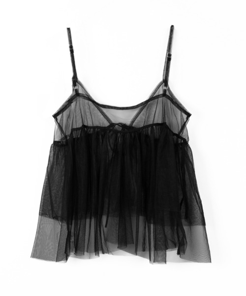 me+em select(ミームセレクト)の「※※【 3color 】フロントリボンチュールキャミソール / front ribbon tulle camisole(その他トップス・レディース・ホワイト/ブラック/ピンク・FREE)」の4枚目の写真
