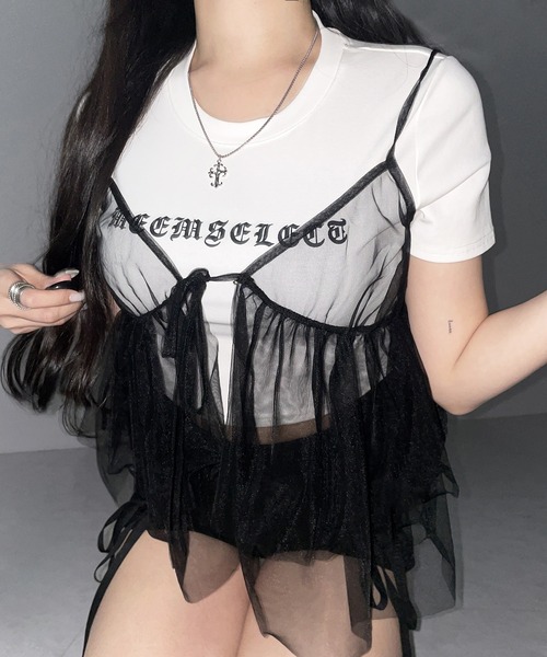 me+em select(ミームセレクト)の「※※【 3color 】フロントリボンチュールキャミソール / front ribbon tulle camisole(その他トップス・レディース・ホワイト/ブラック/ピンク・FREE)」の20枚目の写真