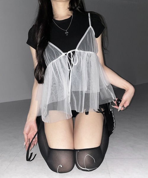 me+em select(ミームセレクト)の「※※【 3color 】フロントリボンチュールキャミソール / front ribbon tulle camisole(その他トップス・レディース・ホワイト/ブラック/ピンク・FREE)」の19枚目の写真