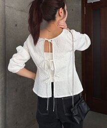 CAPRICIEUX LE'MAGE | ジャガードバックリボンペプラムブラウス(シャツ/ブラウス)