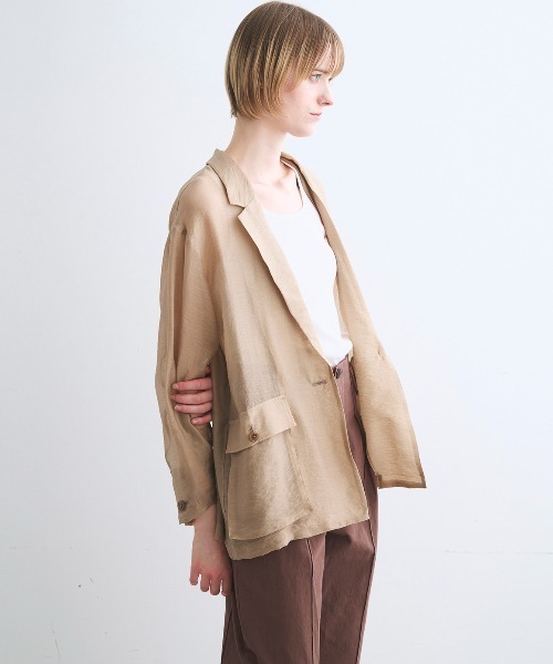 three dots（スリードッツ）の「シャイニーシャツ ジャケット（シャツ/ブラウス・レディース・グレー/ブラウン系その他/ベージュ/ネイビー/ホワイト・SMALL）」の18枚目の写真