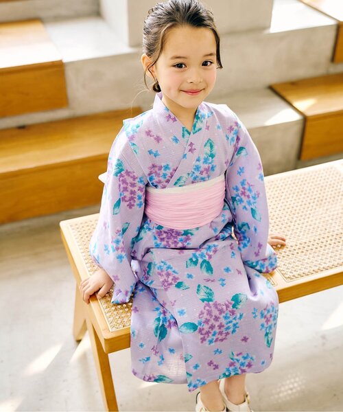 apres les cours（アプレレクール）の「【2WAY】アプレのはんなりGIRLSセパレート浴衣（浴衣・キッズ・ラベンダー/ピンク/イエロー/オレンジ/ドット/サックスブルー・100/150/140/130/120/110）」の2枚目の写真