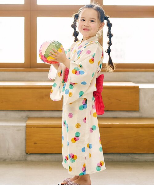apres les cours（アプレレクール）の「【2WAY】アプレのはんなりGIRLSセパレート浴衣（浴衣・キッズ・ラベンダー/ピンク/イエロー/オレンジ/ドット/サックスブルー・100/150/140/130/120/110）」の6枚目の写真