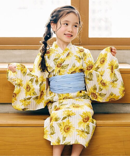 apres les cours（アプレレクール）の「【2WAY】アプレのはんなりGIRLSセパレート浴衣（浴衣・キッズ・ラベンダー/ピンク/イエロー/オレンジ/ドット/サックスブルー・100/150/140/130/120/110）」の3枚目の写真