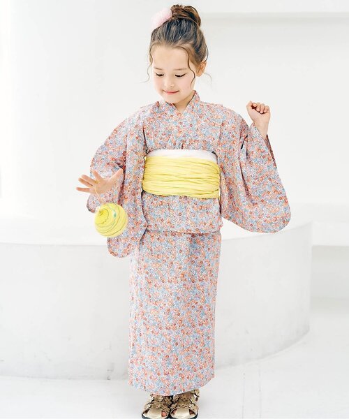 apres les cours（アプレレクール）の「【2WAY】アプレのはんなりGIRLSセパレート浴衣（浴衣・キッズ・ラベンダー/ピンク/イエロー/オレンジ/ドット/サックスブルー・100/150/140/130/120/110）」の5枚目の写真