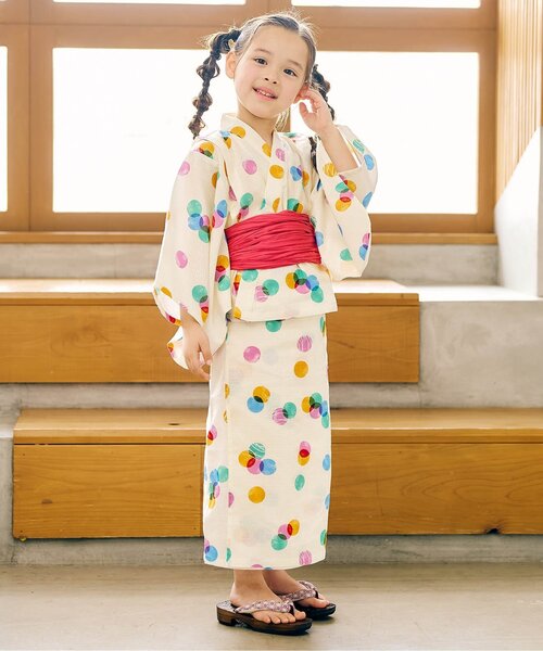 apres les cours（アプレレクール）の「【2WAY】アプレのはんなりGIRLSセパレート浴衣（浴衣・キッズ・ラベンダー/ピンク/イエロー/オレンジ/ドット/サックスブルー・100/150/140/130/120/110）」の22枚目の写真